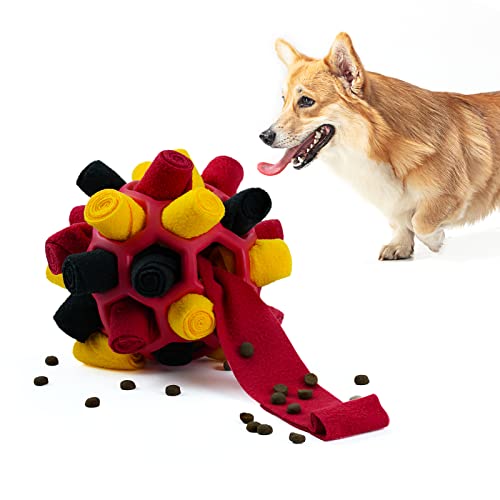 Tesytto Schnüffelball für Hunde Interaktives Hundespielzeug Ermutigen Natürliche Nahrungsfähigkeit Slow Food Training Bissresistenter Welpe Spielen Tragbare Hunde Intelligenzspielzeug(Feiertagsrot) von Tesytto
