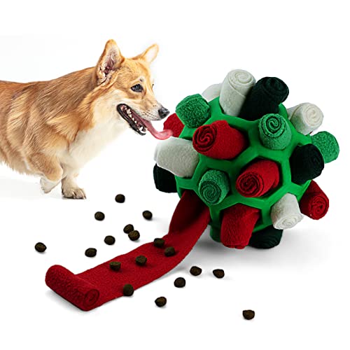 Tesytto Schnüffelball für Hunde Interaktives Hundespielzeug Ermutigen Natürliche Nahrungsfähigkeit Slow Food Training Bissresistenter Welpe Spielen Tragbare Hunde Intelligenzspielzeug(Urlaub Grün) von Tesytto