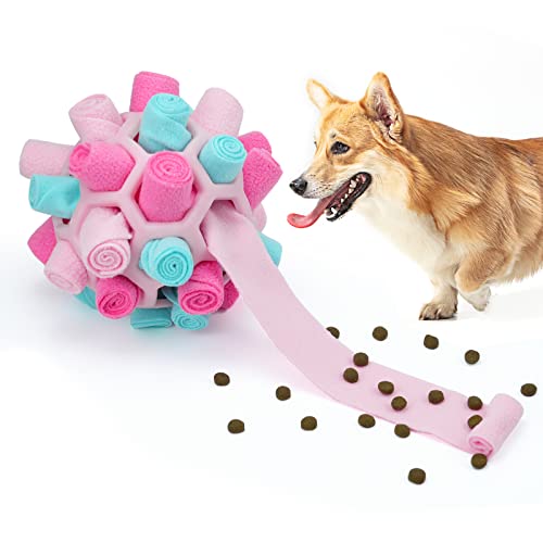 Tesytto Schnüffelball für Hunde Interaktives Hundespielzeug Ermutigen Natürliche Nahrungsfähigkeit Slow Food Training Bissresistenter Welpe Spielen Tragbare Hunde Intelligenzspielzeug (Bonbonrosa) von Tesytto