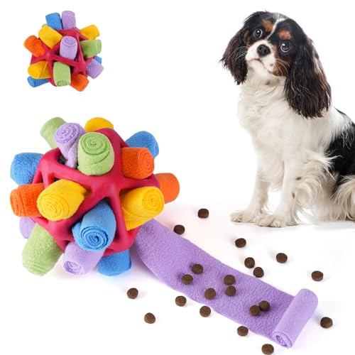 Tesytto Snuffle Ball Hundespielzeug, interaktives Haustier-Doy, fördert natürliche Futtersuchfähigkeiten, langsames Essen, tragbares Haustierspielzeug (Buntes Rot) von Tesytto