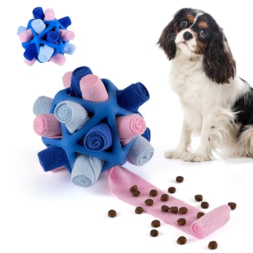 Tesytto Snuffle Ball Hundespielzeug, interaktives Haustier-Doy, fördert natürliche Futtersuchfähigkeiten, langsames Essen, tragbares Haustierspielzeug (Glücksblau) von Tesytto
