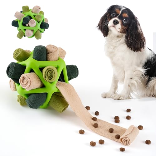 Tesytto Snuffle Ball Hundespielzeug, interaktives Haustier-Doy, fördert natürliche Futtersuchfähigkeiten, langsames Essen, tragbares Haustierspielzeug (Leuchtendes Grün) von Tesytto