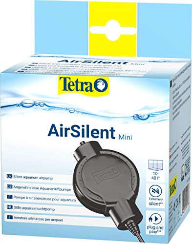 Tetra AirSilent Mini - leise Aquarium Luftpumpe, Komplettset inklusive Ausstömerstein, geeignet zur Versorgung mit Sauerstoff von Aquarien mit 10 - 40 L, Schwarz von Tetra