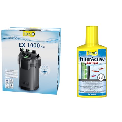 Tetra Aquarium Außenfilter EX 1000 Plus - leistungsstarker Filter für Aquarien bis 300 L + Tetra FilterActive Bacteria, 250 ml von Tetra