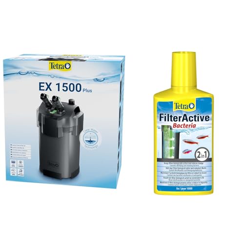 Tetra Aquarium Außenfilter EX 1500 Plus - leistungsstarker Filter für Aquarien bis 600 L+ Tetra FilterActive Bacteria, 250 ml von Tetra