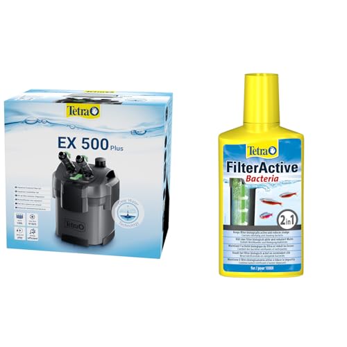 Tetra Aquarium Außenfilter EX 500 Plus - leistungsstarker Filter für Aquarien bis 100 L + Tetra FilterActive Bacteria, 250 ml von Tetra