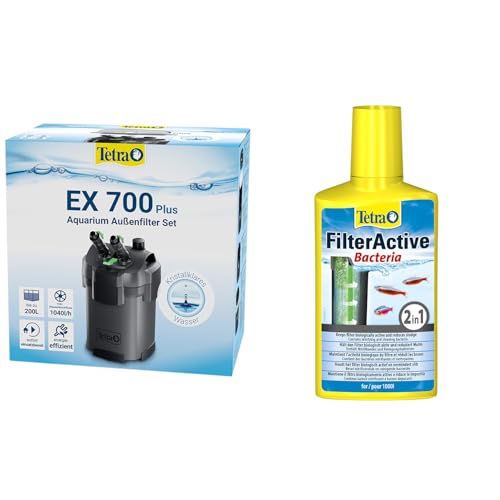 Tetra Aquarium Außenfilter EX 700 Plus - leistungsstarker Filter für Aquarien bis 200 L + Tetra FilterActive Bacteria, 250 ml von Tetra