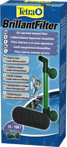 Tetra Brillant Filter - luftbetriebener Aquarium Innenfilter mit Schaumstoffpatrone, für Aquarien von 15 bis 100 Liter, geeignet für Garnelen und Krebse von Tetra