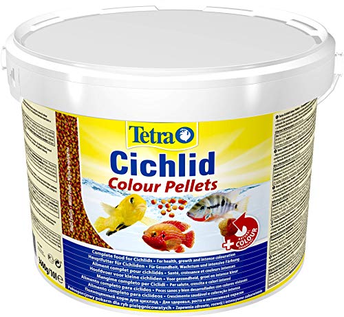 Tetra Cichlid Colour Pellets - Fischfutter für intensive und leuchtende Farben, besonders für Buntbarsche mit roter, oranger und gelber Färbung, 10 Liter Eimer von Tetra