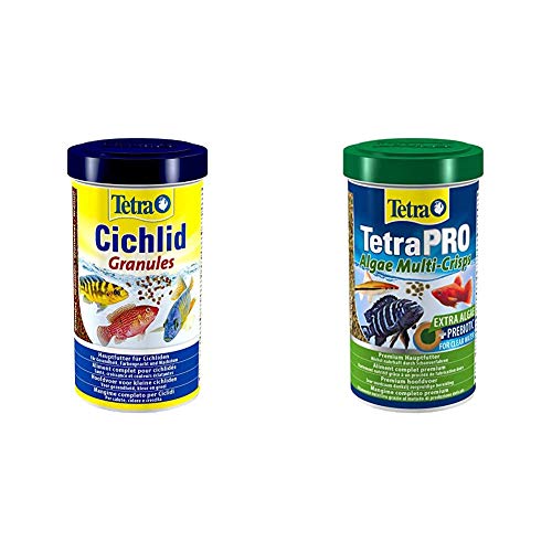 Tetra Cichlid Granules (Hauptfutter für Cichliden, fördert Gesundheit), versch. Varianten & Pro Algae Premiumfutter (Fischfutter enthält Algenkonzentrat für Widerstandskraft), Verschiedene Größen von Tetra