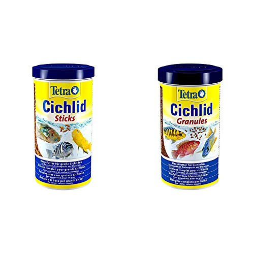 Tetra Cichlid Sticks (Hauptfutter für alle Cichliden und andere große Zierfische), 1 Liter & Cichlid Granules (Hauptfutter für Cichliden, fördert Gesundheit, Farbenpracht), versch. Varianten von Tetra