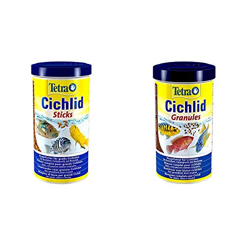Tetra Cichlid Sticks & Granules, Hauptfutter für Cichliden & große Zierfische, fördert Gesundheit, Farbenpracht & Wachstum, 545 Gramm von Tetra