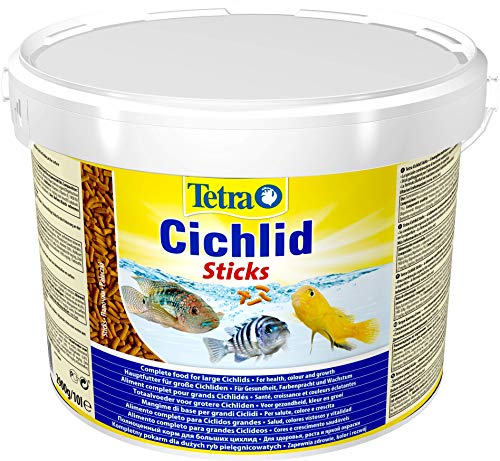 Tetra Cichlid Sticks - Fischfutter für alle Cichliden und andere große Zierfische, schwimmfähige Futtersticks, 10 Liter Eimer von Tetra