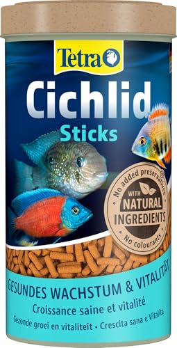 Tetra Cichlid Sticks - Fischfutter für alle Cichliden und andere große Zierfische, schwimmfähige Futtersticks, 500 ml Dose von Tetra
