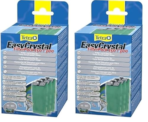 Tetra EasyCrystal Filter Pack 250/300, Filtermaterial für EasyCrystal Innenfilter, geeignet für Aquarien von 15-60 Liter, 3 Stück (Packung mit 2) von Tetra