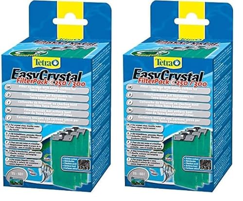 Tetra EasyCrystal Filter Pack C250/300 Filtermaterial mit Aktiv-Kohle, Filterpads für EasyCrystal Innenfilter, geeignet für Aquarien von 15-60 Liter, 3 Stück, grün (Packung mit 2) von Tetra