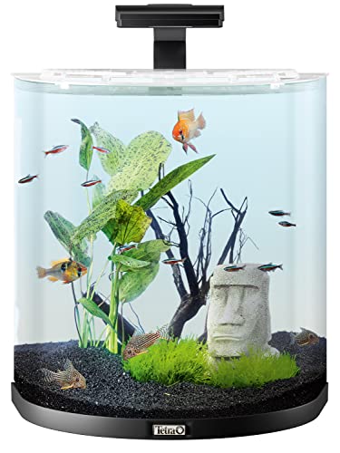 Tetra Explorer Line 60 L Aquarium Komplett-Set - Design Aquarium mit gebogener Frontscheibe, LED-Beleuchtung, Technik, Futter und Pflegemitteln, Farbe: Schwarz von Tetra