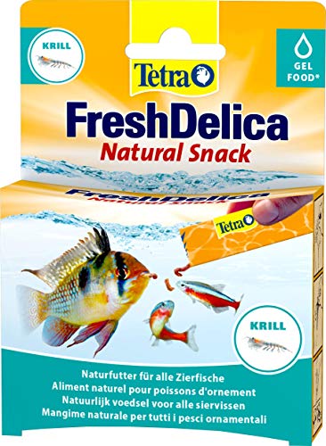Tetra FreshDelica Krill - natürlicher Snack mit Leuchtgarnelen für Zierfische, Leckerbissen in Gelee, 16 x 3 g Beutel von Tetra