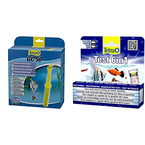 Tetra GC Aquarien-Bodenreiniger (mit Schlauch, geeignet für Aquarien von 50 – 400 Liter) & Test 6in1 Wassertest, schnelle und einfache Überprüfung der Wasserqualität, 1 Dose (25 Stk.) von Tetra