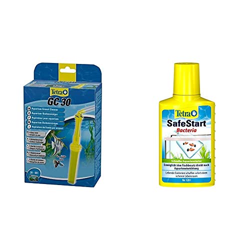 Tetra GC Aquarien-Bodenreiniger (mit Schlauch Fischschutzgitter, Mulmsauger mit Saugrohrkonstruktion, geeignet für Aquarien von 20 – 60 Liter) & SafeStart Aquarienstarter, 100 ml Flasche von Tetra