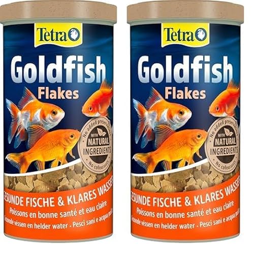 Tetra Goldfish Flakes - Flocken-Fischfutter für alle Goldfische und andere Kaltwasserfische, 1 L Dose (Packung mit 2) von Tetra