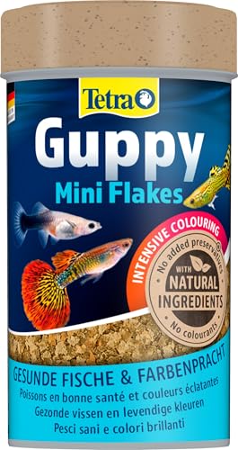 Tetra Guppy Mini Flakes Fischfutter - ausgewogenes, nährstoffreiches Flockenfutter für Guppies, 100 ml Dose von Tetra