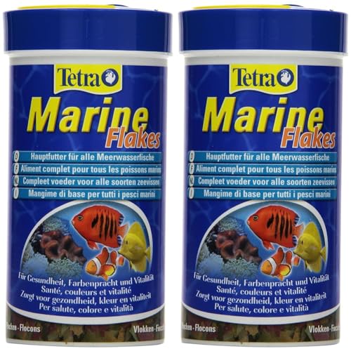 Tetra Marine Flakes - vollwertiges Flocken-Fischfutter für kleine und mittlere Meerwasserfische, 250 ml Dose,52 g (2er Pack) von Tetra