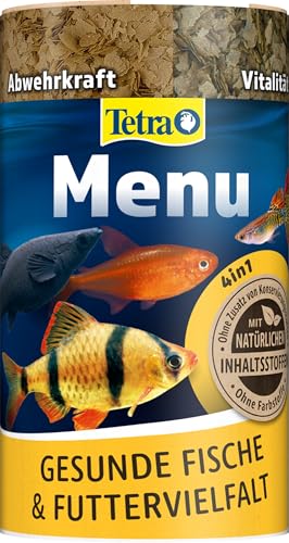Tetra Menu Fischfutter - Hauptfuttermix mit 4 Spezialflocken in getrennten Kammern, abwechslungsreiches Futter für alle Zierfische, 250 ml Dose Tetra Menu Fischfutter - Hauptfuttermix mit 4 Spezialflocken in getrennten Kammern, abwechslungsreiches Futter für alle Zierfische, 250 ml Dose von Tetra