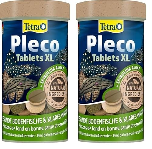 Tetra Pleco XL Tablets – Nährstoffreiches Fischfutter für alle größeren pflanzenfressenden Bodenfische mit unterständigem Maul, 133 Tabletten Dose (Packung mit 2) von Tetra