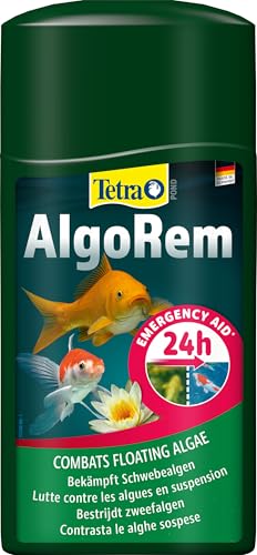 Tetra Pond AlgoRem - 24-Stunden-Soforthilfe gegen grünes Wasser im Gartenteich, bekämpft Schwebealgen, 1 L Flasche von Tetra