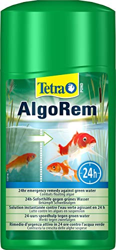 Tetra Pond AlgoRem - 24-Stunden-Soforthilfe gegen grünes Wasser im Gartenteich, bekämpft Schwebealgen, 1 L Flasche von Tetra