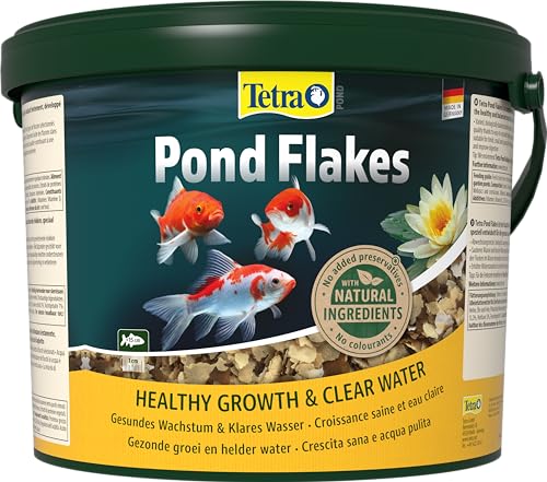 Tetra Pond Flakes – Fischfutter für kleinere und junge Teichfische in Flockenform, für eine abwechslungsreiche und ausgewogene Ernährung, 10 L Eimer von Tetra