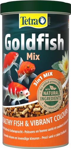 Tetra Pond Goldfish Fischfutter - 3in1 Mix mit Flocken, Sticks und Gammarus für alle Goldfische und Kaltwasserfische im Gartenteich,1 l (1er Pack),XL-Granules 10 L von Tetra