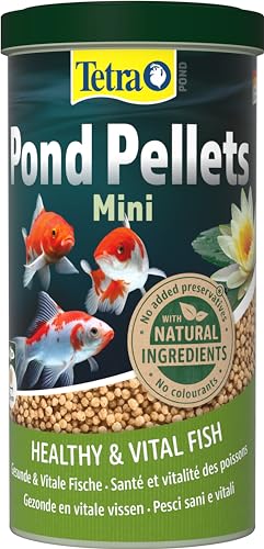 Tetra Pond Pellets Mini - Fischfutter für kleine und junge Teichfische, unterstützt gesunde Fische und klares Wasser im Teich, 1 L Dose von Tetra