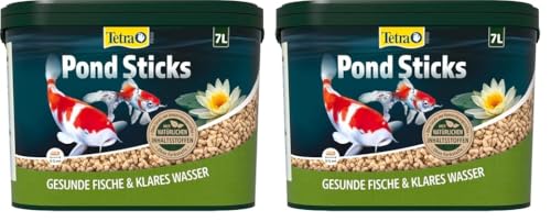 Tetra Pond Sticks - Fischfutter für alle Teichfische, unterstützt gesunde Fische und klares Wasser im Teich, 7 L Eimer (Packung mit 2) von Tetra