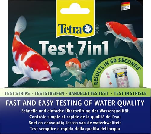 Tetra Pond Test 7in1 - Wassertest für den Teich, schnelle und einfache Überprüfung der Wasserqualität im Gartenteich, 1 Dose (25 Teststreifen) von Tetra