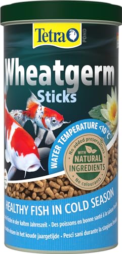 Tetra Pond Wheatgerm Sticks – Ballaststoffreiches Fischfutter für alle Teichfische, besonders geeignet bei kühlen Wassertemperaturen (Frühling / Herbst), 1 L Dose von Tetra