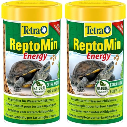 Tetra ReptoMin Energy Schildkröten-Futter - ausgewogenes, nährstoffreiches Premiumfutter mit Krill & Garnelen, 250 ml Dose (Packung mit 2) von Tetra