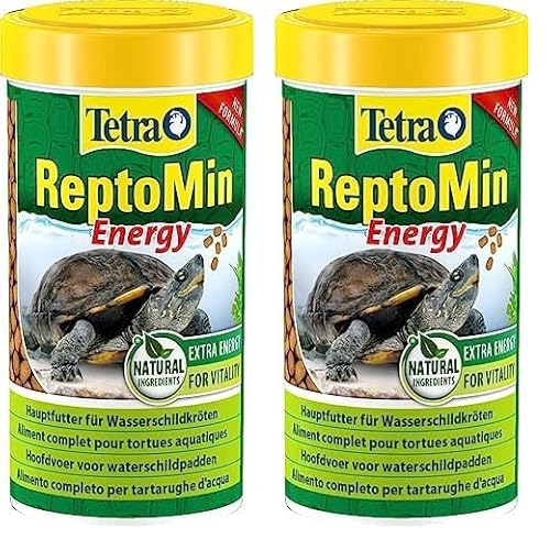 Tetra ReptoMin Energy Schildkröten-Futter - ausgewogenes, nährstoffreiches Premiumfutter mit Krill & Garnelen, 250 ml Dose (Packung mit 2) von Tetra