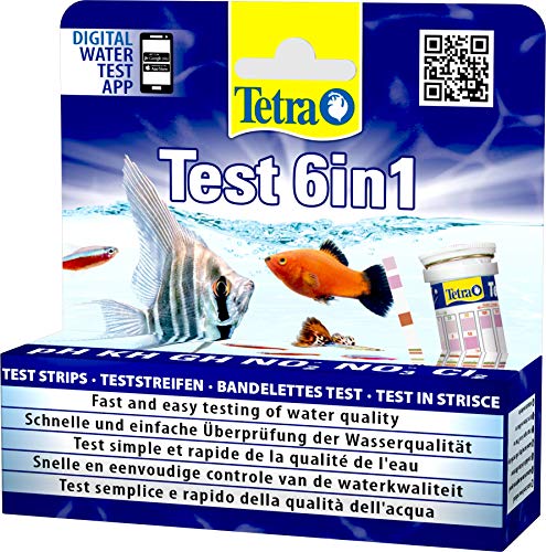 Tetra Test 6in1 - Wassertest für das Aquarium, schnelle und einfache Überprüfung der Wasserqualität, 1 Dose (25 Teststreifen) von Tetra