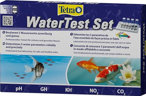 Tetra WaterTest Set - bestimmt zuverlässig & genau 5 wichtige Wasserwerten im Aquarium oder Gartenteich, professionelles Testlabor von Tetra