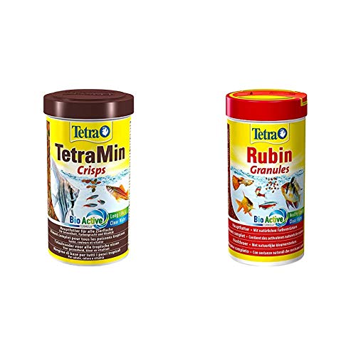 TetraMin Crisps Hauptfutter für alle tropischen Zierfische mit hohem Nährwert und minimaler Wasserbelastung, 500 ml & Rubin, Hauptfutter in Granulatform mit natürlichen Farbverstärkern, 250 ml Dose TetraMin Crisps Hauptfutter für alle tropischen Zierfische mit hohem Nährwert und minimaler Wasserbelastung, 500 ml & Rubin, Hauptfutter in Granulatform mit natürlichen Farbverstärkern, 250 ml Dose von Tetra