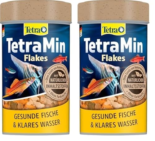 TetraMin Flakes - Fischfutter in Flockenform für alle Zierfische, ausgewogene Mischung für gesunde Fische und klares Wasser, 100 ml Dose (Packung mit 2) von Tetra