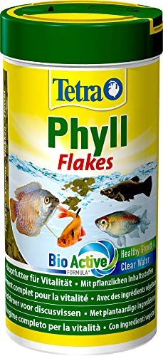 TetraPhyll Flakes - Fischfutter für alle pflanzenfressenden Zierfische, Flockenfutter mit lebenswichtigen Ballaststoffen, 250 ml Dose von Tetra