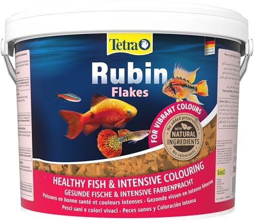 Tetra Rubin Flakes - Fischfutter in Flockenform mit natürlichen Farbverstärkern, unterstützt eine intensive Farbenpracht der Fische, 10 Liter Eimer von Tetra