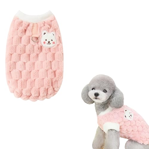 Teumessian Fuzzy Hundepullover für kleine Hunde oder Katzen, Mädchen oder Jungen, warme Hundekleidung, Hemdmantel für den Winter, Haustier-Pyjama, weich, gemütlich, leicht, Rosa, Größe L von Teumessian