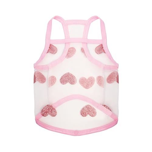 Teumessian Hunde-Tüll-Shirt, Sommerkleidung für kleine Hunde und Mädchen, leichtes Hemd, Katzenbekleidung, Rosa, Größe XS Teumessian Hunde-Tüll-Shirt, Sommerkleidung für kleine Hunde und Mädchen, leichtes Hemd, Katzenbekleidung, Rosa, Größe XS von Teumessian