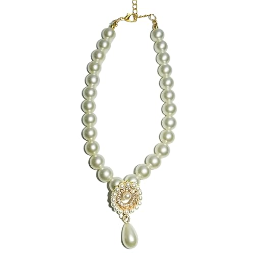 Teumessian Pearl Katzenhalsband, verstellbare Halsketten für kleine Hunde, Katzen, Chihuahua, Perlen, regulär, XS von Teumessian