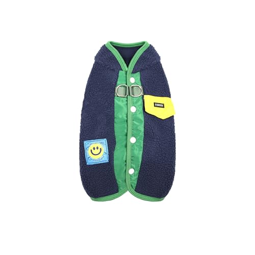 Teumessian Smiley-Wintermantel für Hunde, Fleecepullover für kleine Hunde, Hundepullover mit Ring für die Leine, warm und bequem, Dunkelblau, Größe XXL Teumessian Smiley-Wintermantel für Hunde, Fleecepullover für kleine Hunde, Hundepullover mit Ring für die Leine, warm und bequem, Dunkelblau, Größe XXL von Teumessian