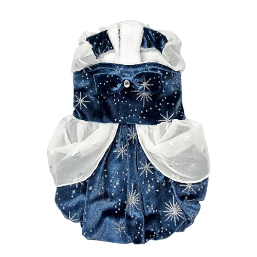 Teumessian Winterkleidung für kleine Hunde, dunkelblauer Sternenhimmel, Elsa-Kleid für Hunde, verdickter Prinzessinnenrock, warm und weich, Größe L Teumessian Winterkleidung für kleine Hunde, dunkelblauer Sternenhimmel, Elsa-Kleid für Hunde, verdickter Prinzessinnenrock, warm und weich, Größe L von Teumessian